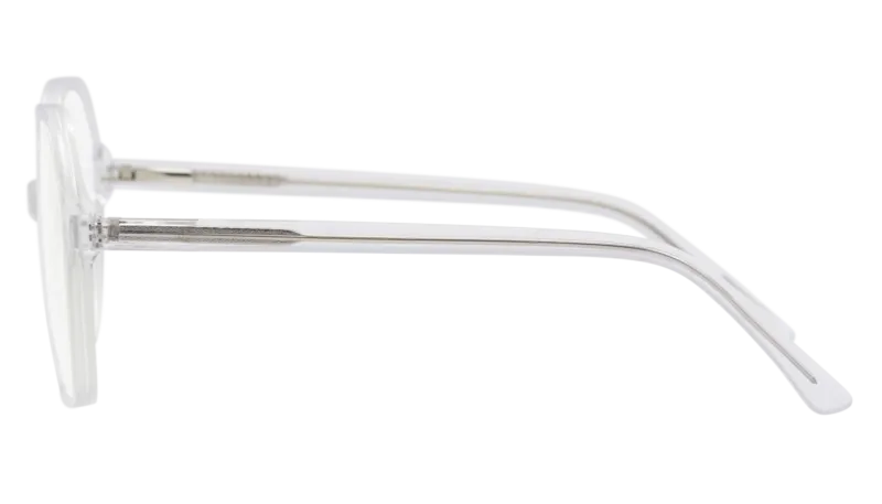 Side picture of Frank and Lucie Eyewill glasses with elegant crystal clear design
