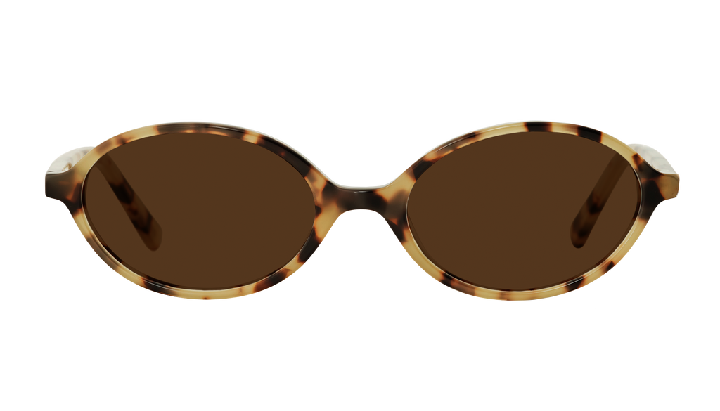 Frank and Lucie The Eyedoll sunglasses in BCBG, straight-on view of the glossy black oval frame