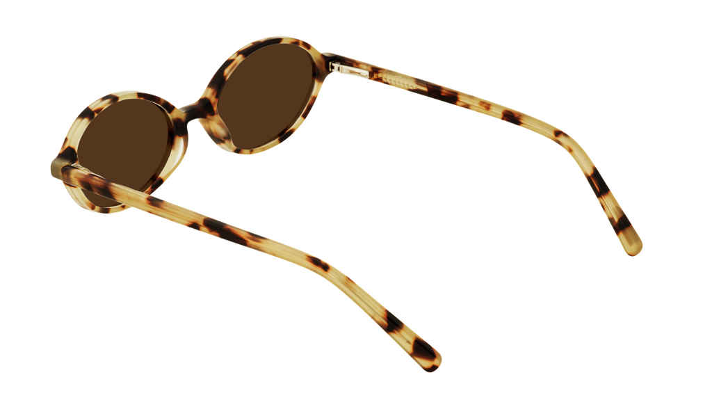 Side view of Frank and Lucie The Eyedoll sunglasses in BCBG, refined black temples with subtle gold flecks