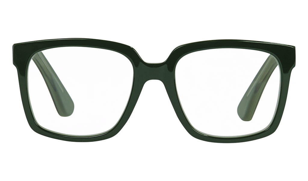 Front view of Frank and Lucie Eyedeal glasses in the color Dopamine with a timeless design suitable for men and women 