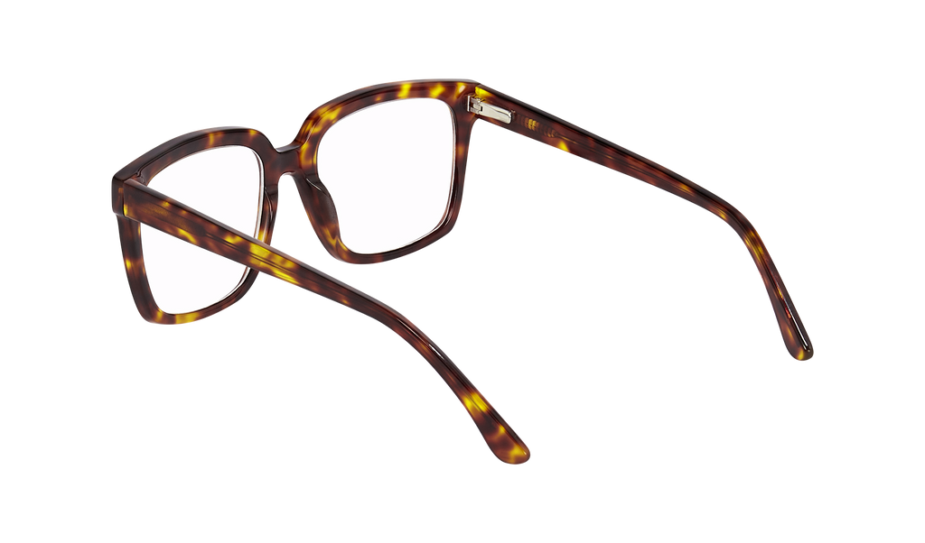 Back view of Frank and Lucie Eyedeal glasses in the color Turtle shade with a timeless design suitable for men and women 