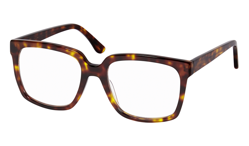 Side view of Frank and Lucie Eyedeal glasses in the color Turtle shade with a timeless design suitable for men and women 