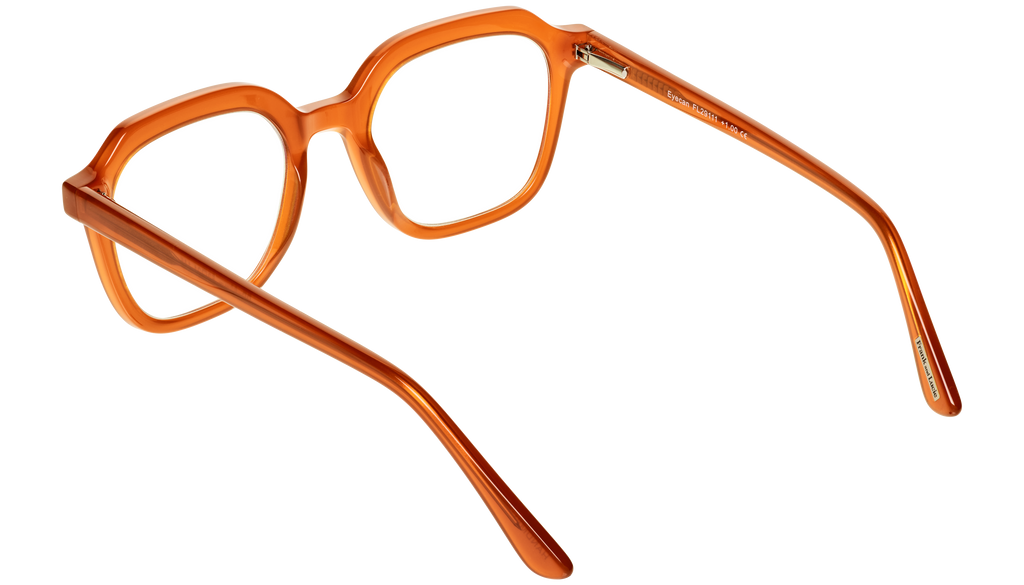 Back side of Eyecan Roussillon glasses by Frank and Lucie in a warm orange brown colour