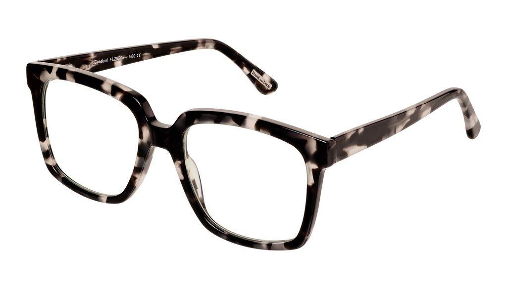 Side view of Frank and Lucie Eyedeal glasses in the color Cloud with a timeless design suitable for men and women