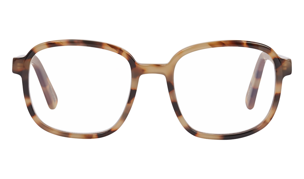 Front view of the Frank and Lucie - Eyeknow small glasses in a vintage-inspired tortoiseshell frame with rounded square lenses.