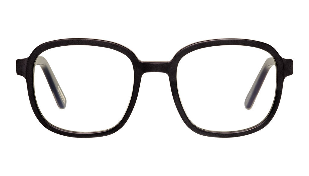 Front view of Frank and Lucie - Eyeknow glasses in A Black dust, with soft rectangular shape and vintage flair.