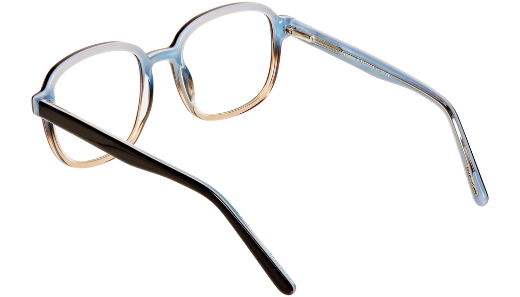 Back side of Frank and Lucie - Eyeknow glasses in A Balance, with soft rectangular shape and vintage flair.