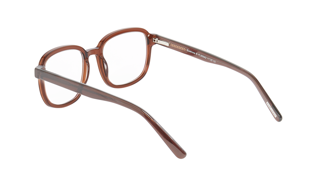 Frank and Lucie - Eyeknow reading glasses in Rum Runner color, angled back view of the large lightweight frame.