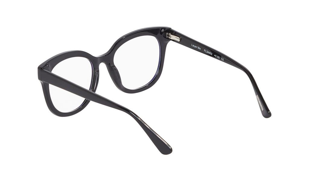 Angled side view of Frank and Lucie Eyedo Eclips Layer me reader glasses – soft butterfly silhouette 