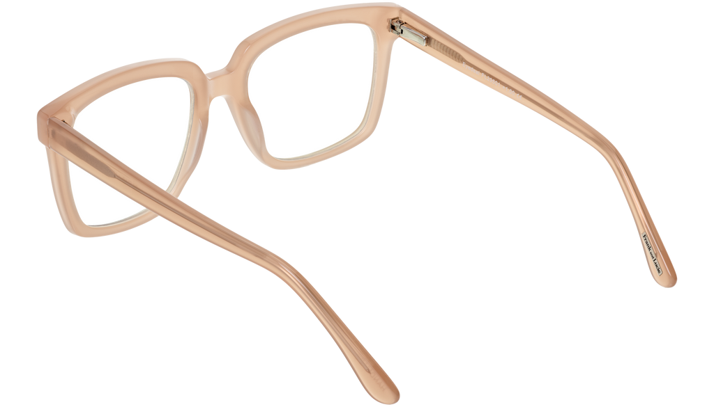 Back view of Frank and Lucie Eyedeal glasses in the color AuLait with a timeless design suitable for men and women