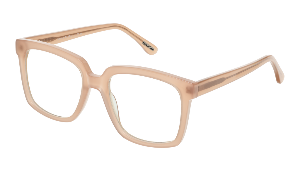 Side view of Frank and Lucie Eyedeal glasses in the color AuLait with a timeless design suitable for men and women