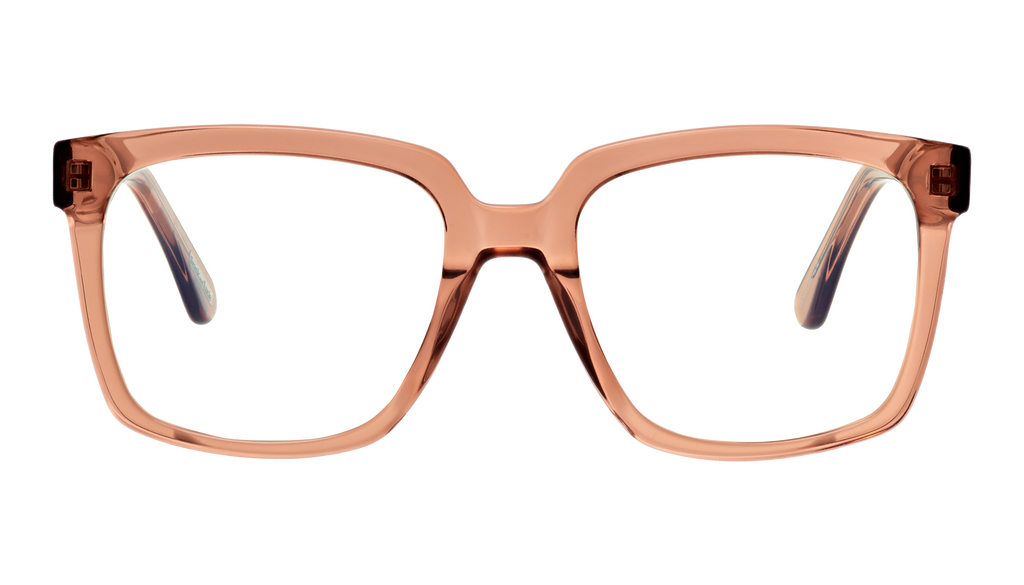 Front view of Frank and Lucie Eyedeal glasses in the color Caramel with a timeless design suitable for men and women