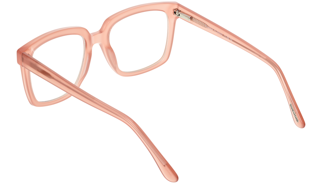 Back view of Frank and Lucie Eyedeal glasses in the color Grenache with a timeless design suitable for men and women