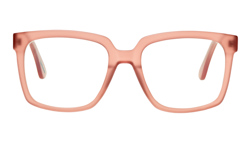 Front view of Frank and Lucie Eyedeal glasses in the color Grenache with a timeless design suitable for men and women