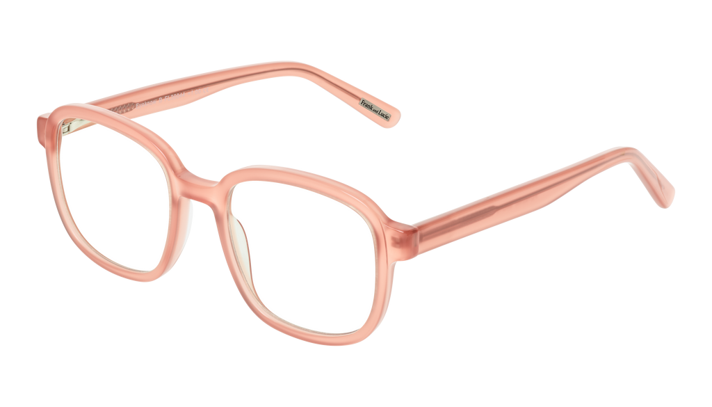 Front side angle of the Frank and Lucie - Eyeknow small glasses in pinkish B Grenache colour