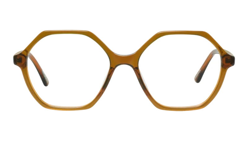 Front picture of Frank and Lucie Eyewill glasses in the color harvest gold