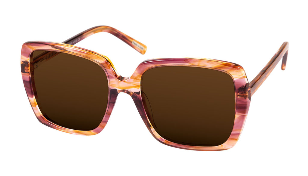 Frank and Lucie The Eyedentity sunglasses in Riviera – oversized square sunglasses with black and blush tortoise frame, angled view