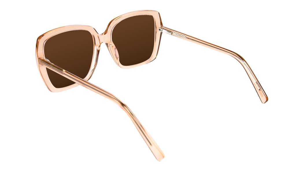 Side view of Frank and Lucie The Eyedentity sunglasses in Beach à la Crème – sleek temples and soft peach-toned square frame