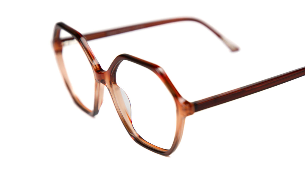 Detailed picture of Frank and Lucie Eyewill glasses in elegant brown warm glow color