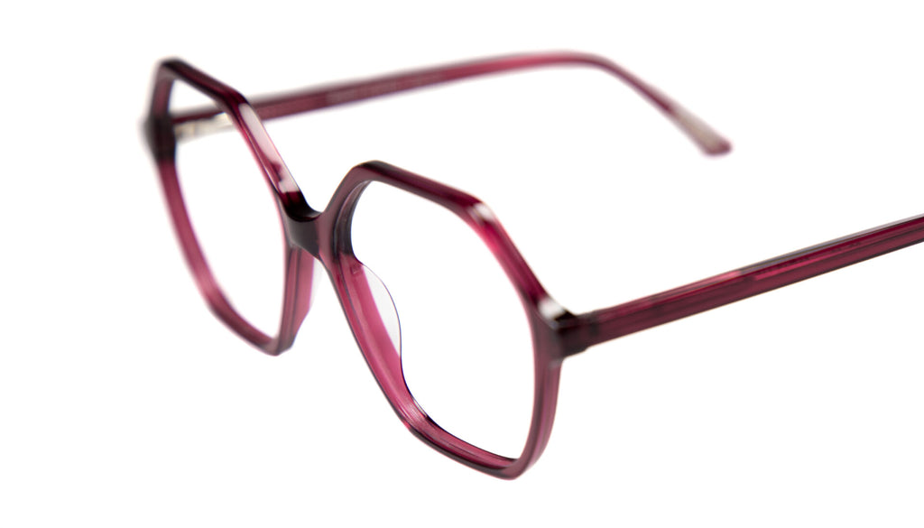Detailed picture of Frank and Lucie Eyewill glasses in elegant raspberry color