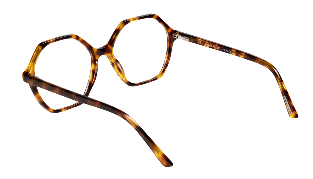 Back side picture of Frank and Lucie Eyewill glasses in elegant Turtle shade color