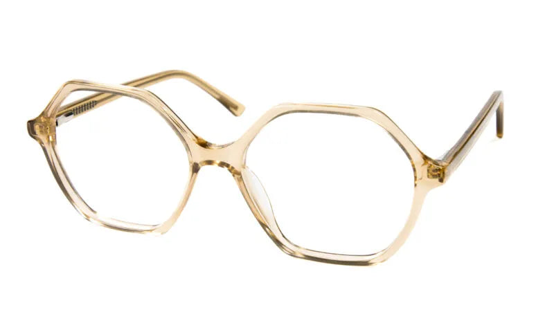 Front side picture of Frank and Lucie Eyewill glasses in elegant Daffodil colour