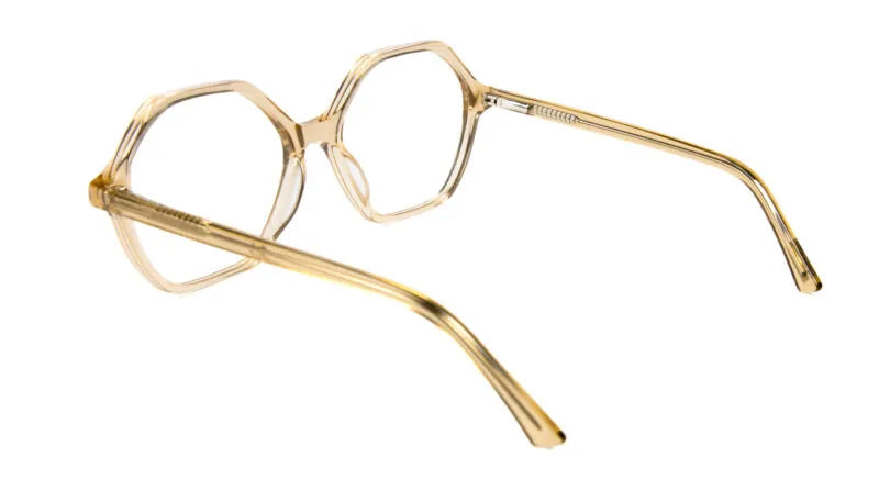 Backside picture of Frank and Lucie Eyewill glasses in elegant Daffodil colour